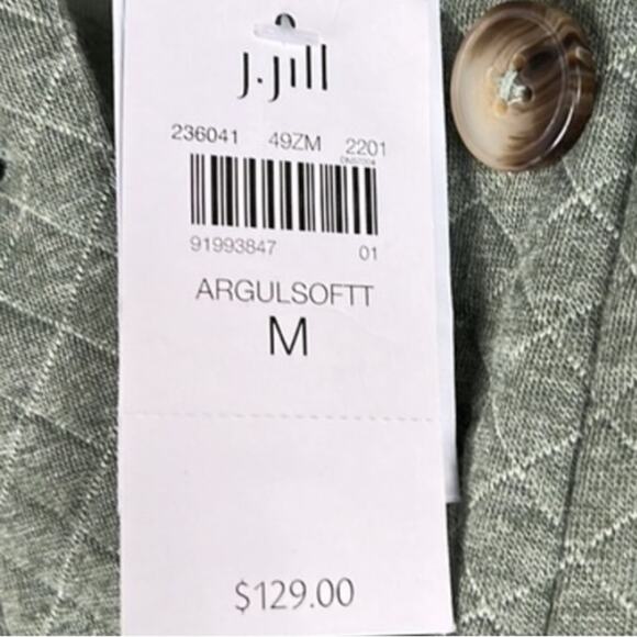 J. Jill Medium Shacket Quilted Jacket Medium Fall Sweater Cozy Staple Sage Comfy - Picture 3 of 13